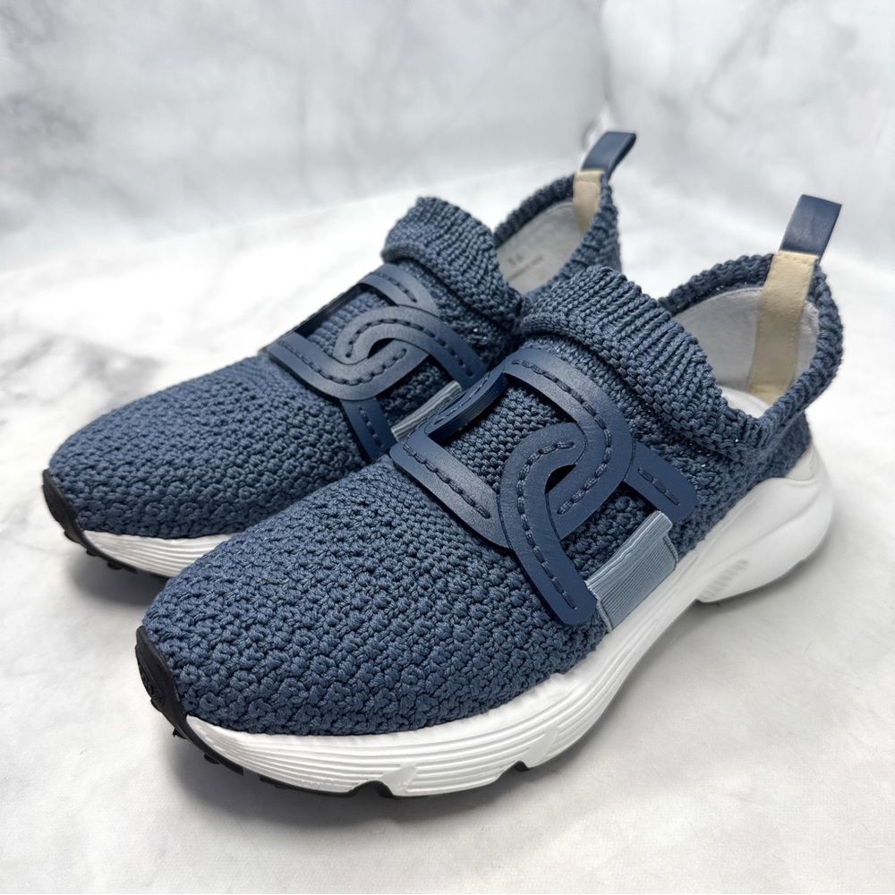 Tod's Kate Crochet Technical Knit Leather Slip On Sneaker Shoes Blue Athleisure - Picture 2 of 15